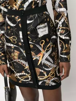 Moschino мини-юбка с завышенной талией и графичным принтом, черный