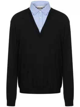 Moschino многослойный джемпер с логотипом, черный