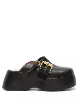 Moschino мюли на платформе с пряжками, черный
