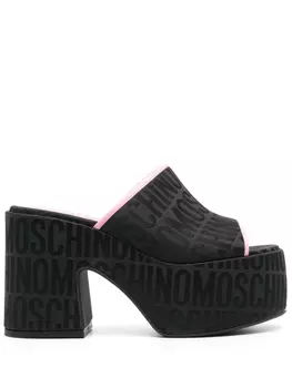 Moschino мюли с жаккардовым логотипом, черный