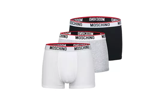 MOSCHINO Мужские трусы, Упаковка из 3 шт. (черный + серый + белый)