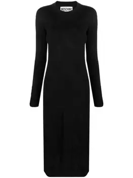 Moschino облегающее трикотажное платье миди, черный