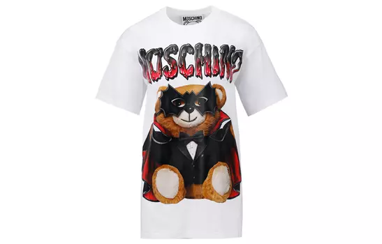 MOSCHINO Обычная женская футболка белого цвета