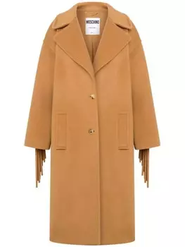 Moschino однобортное пальто с бахромой, нейтральный цвет