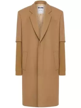 Moschino однобортное пальто с заостренными лацканами, коричневый