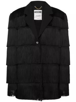 Moschino однобортный блейзер с бахромой, черный