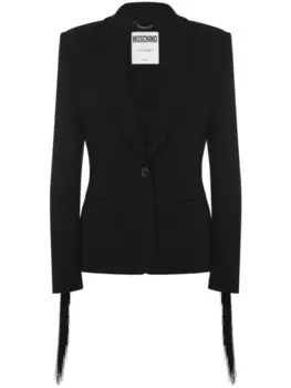 Moschino однобортный блейзер с бахромой, черный