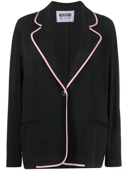 Moschino однобортный блейзер с контрастной отделкой, черный