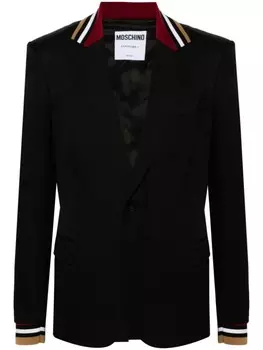 Moschino однобортный блейзер с воротником в полоску, черный