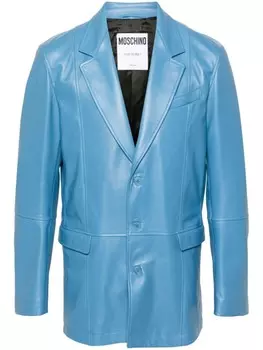 Moschino однобортный кожаный пиджак, синий