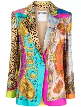 Moschino однобортный пиджак с принтом, розовый