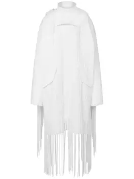 Moschino пальто с капюшоном и бахромой, белый