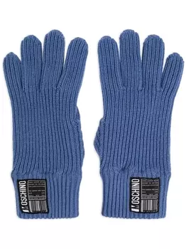 Moschino перчатки с аппликацией логотипа, синий