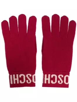 Moschino перчатки с логотипом в технике интарсия, красный