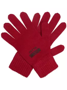 Moschino перчатки с вышитым логотипом, красный