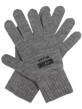 Moschino перчатки с вышитым логотипом, серый