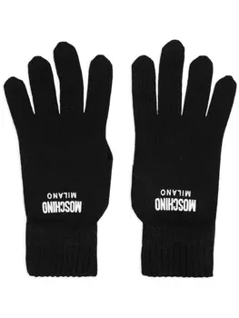 Moschino перчатки с вышитым логотипом, синий