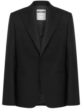Moschino пиджак из вирджинской шерсти с вышитой надписью, черный