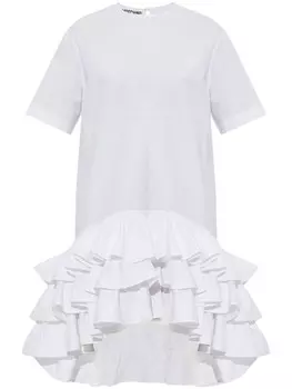 Moschino платье асимметричного кроя с оборками, белый