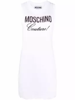 Moschino платье без рукавов с логотипом, белый
