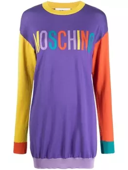 Moschino платье-джемпер с логотипом, фиолетовый