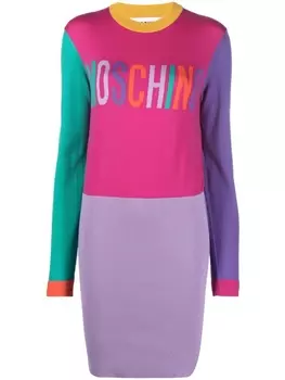 Moschino платье-джемпер с логотипом, розовый