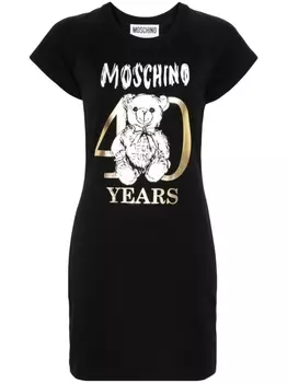 Moschino платье-футболка с логотипом, черный