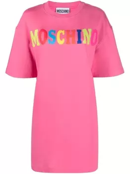 Moschino платье-футболка с логотипом, розовый