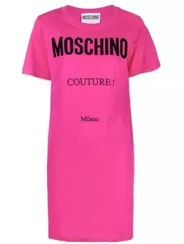 Moschino платье-футболка с логотипом, розовый
