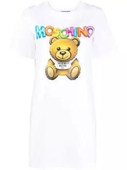 Moschino платье-футболка с принтом Teddy Bear, белый