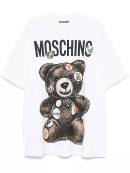 Moschino платье-футболка с принтом Teddy Bear, белый
