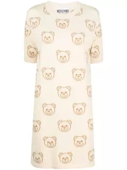 Moschino платье-футболка с принтом Toy Bear, нейтральный цвет