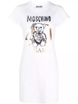 Moschino платье-футболка Teddy Bear, белый