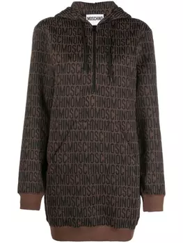 Moschino платье-худи с логотипом, коричневый