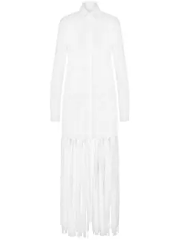 Moschino платье макси с бахромой, белый