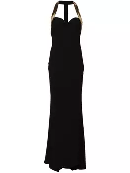 Moschino платье макси с пайетками, черный