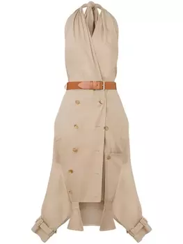 Moschino платье миди асимметричного кроя, нейтральный цвет