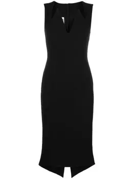 Moschino платье миди с V-образным вырезом, черный