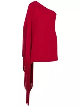 Moschino платье мини асимметричного кроя с бахромой, красный