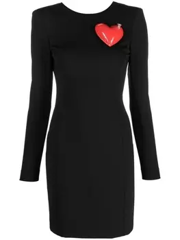 Moschino платье мини Inflatable Heart с длинными рукавами, черный
