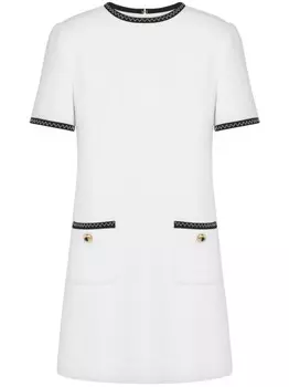Moschino платье мини с контрастной отделкой, белый