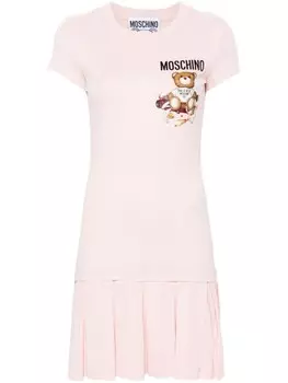 Moschino платье мини с логотипом, розовый