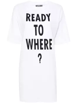 Moschino платье мини с принтом, белый
