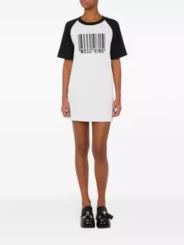 Moschino платье мини с принтом, белый