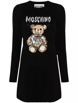 Moschino платье мини с принтом Teddy Bear, черный