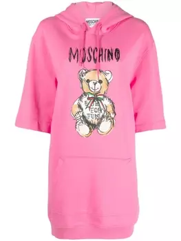 Moschino платье мини с принтом Teddy Bear из органического хлопка, розовый