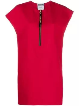 Moschino платье мини с рукавами кап, красный