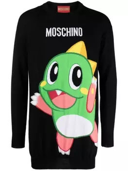 Moschino платье мини с вышивкой, черный