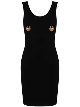 Moschino платье мини в рубчик, черный