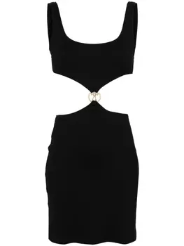 Moschino платье мини в рубчик с вырезом, черный